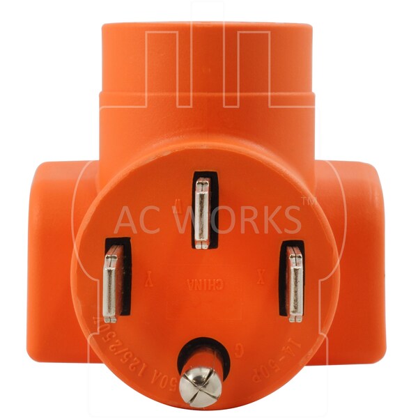 Ac Works 4-Prong NEMA 14-50P Plug to 4-Prong 20A Locking NEMA L14-20R Adapter - AD1450L1420