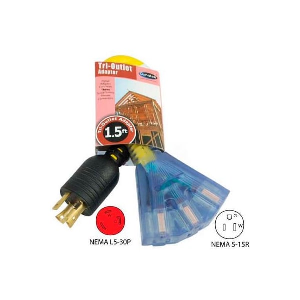 Conntek Conntek, WL530515, 1.5-Feet 30-Amp Generator Tri-Outlet Locking Adapter with  NEMA L5-30P to 5-15R*3 - WL530515