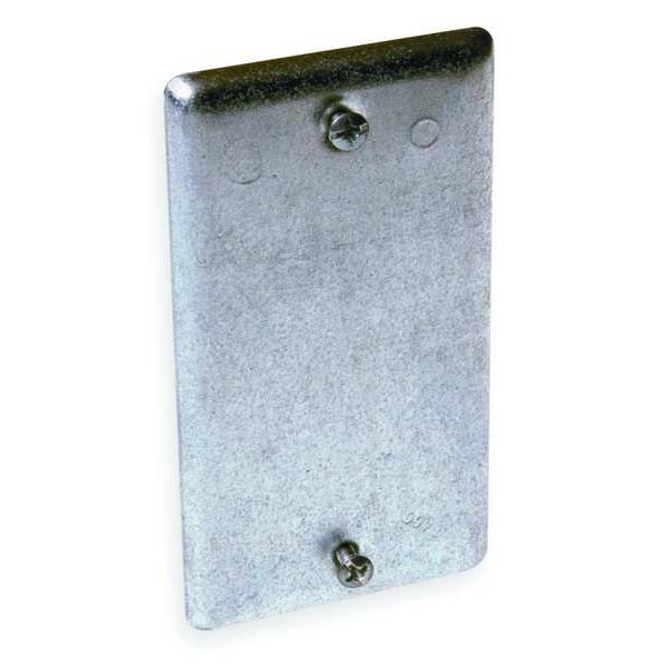 Raco Electrical Box Cover, Square, 1 Gang, Galvanized Zinc, Blank Cover, 1/8 in D, 2-1/4 in W, 4-1/4 in L - 860