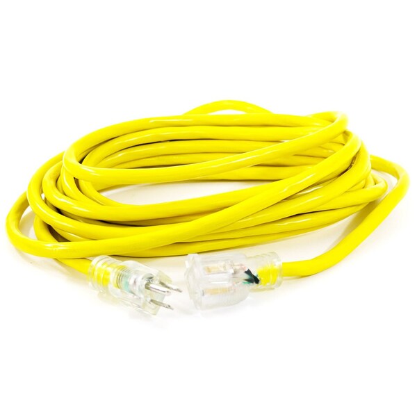 Duromax SJTW Extension Cord, 12 AWG, Outdoor, 1 Outlets, Yellow, 25 ft - XPC12025A