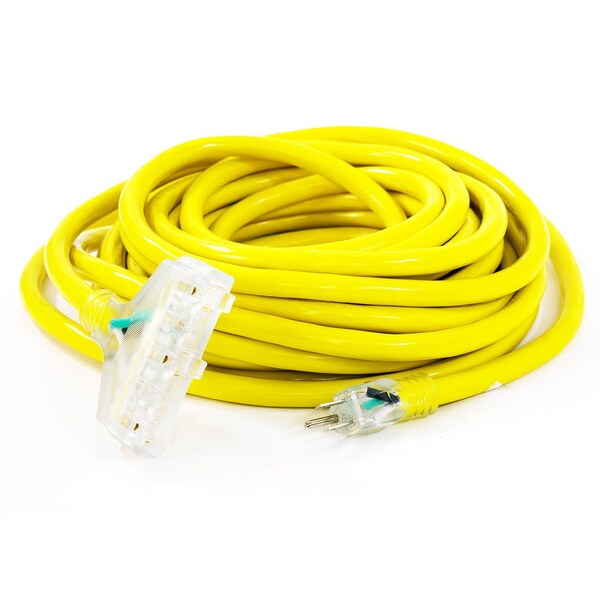 Duromax SJTW Extension Cord, 10 AWG, Outdoor, 3 Outlets, Yellow, 25 ft - XPC10025C