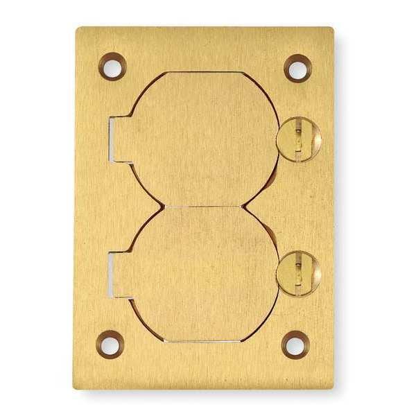 Hubbell Wiring Device-Kellems Floor Box Cover, Retengular Box Type, 1 Gang, Rectangular, Brass, In-Use Cover - S3825