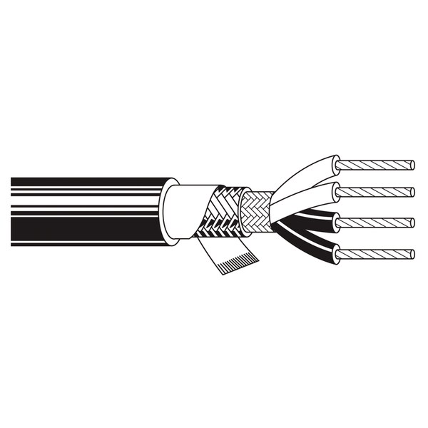 Belden Multi-Conductor Cable, 16 AWG, 4 C, Black, CPE, Stranded, 600V AC, Indoor - 8407 010250