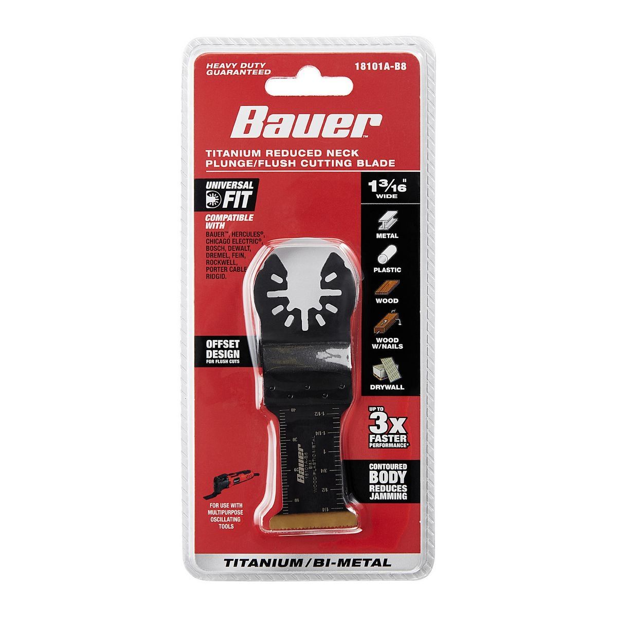 Cuchilla de corte en punta/plano de titanio con vástago reducido Bi-Metal de 1-3/16 pulgadas para multiherramientas oscilantes - 64963