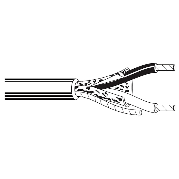 Belden Multi-Conductor Cable, 22 AWG, 2 C, Black, PVC, Stranded, 300V AC, Indoor - 8451 010500