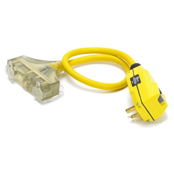 The Brush Man 24” Gfci Shock Shield, Lighted Triple Tap, 6PK - EXT LT-GFCI-IL