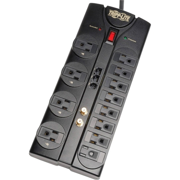 Tripp Lite Surge Protector, 12 Outlet, 8' Cord, 2880 Joules, Black - TRPTLP1208SAT
