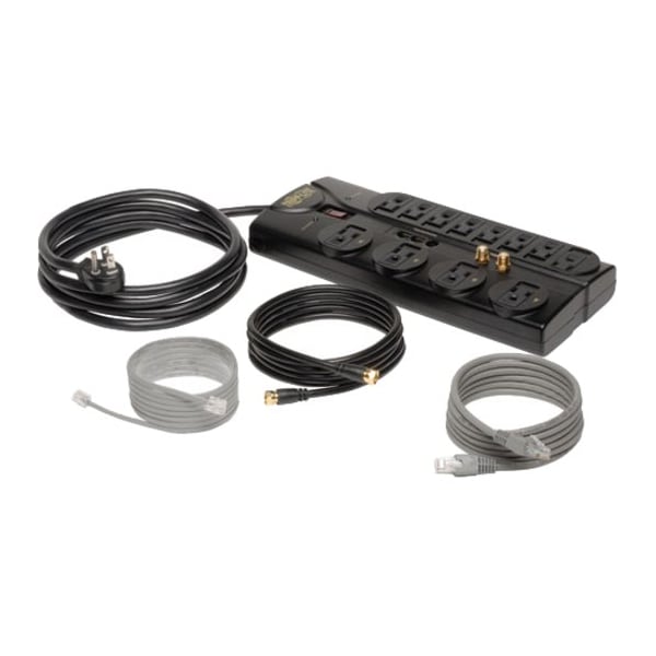 Tripp Lite Surge Protector, 12 Outlet, 8' Cord, 2880 Joules, Black - TRPTLP1208SAT