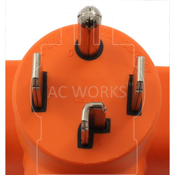 Ac Works Adapter NEMA 14-30P Dryer Plug to NEMA L6-20R Power Tools/Welder Connector - AD1430L620