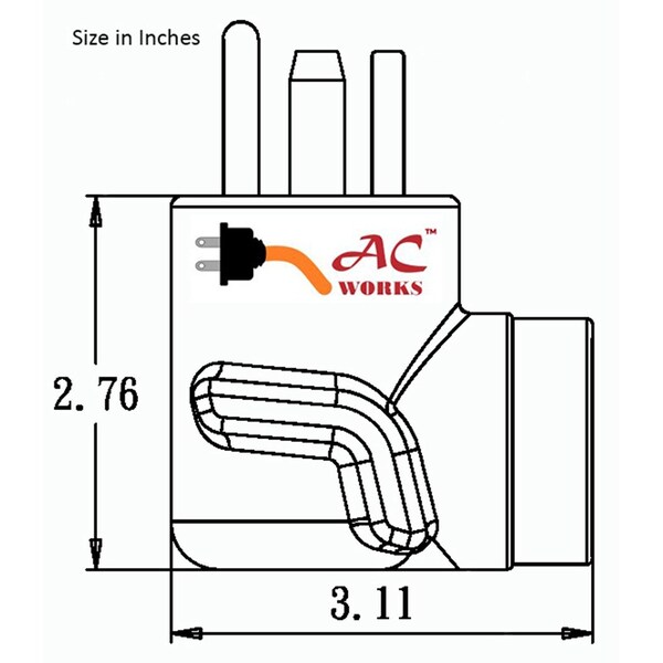 Ac Works Adapter NEMA 14-30P Dryer Plug to NEMA L6-20R Power Tools/Welder Connector - AD1430L620