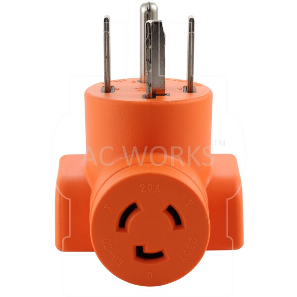 Ac Works Adapter NEMA 14-30P Dryer Plug to NEMA L6-20R Power Tools/Welder Connector - AD1430L620