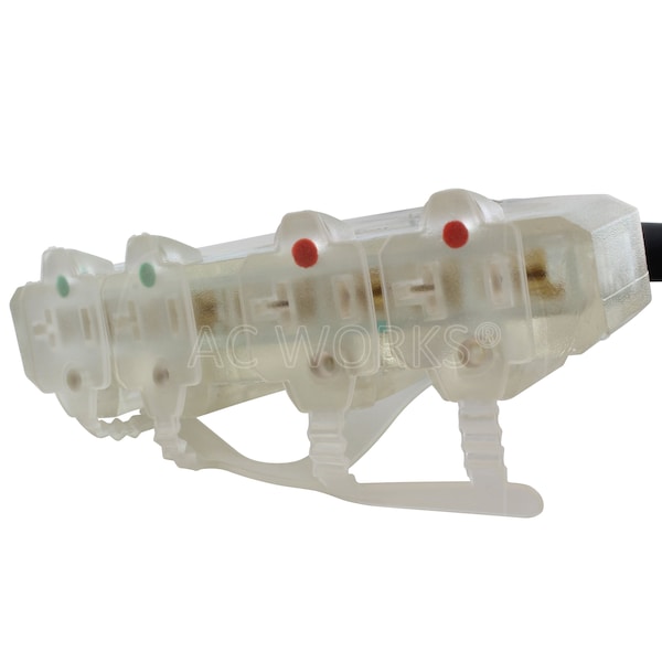 Ac Works 5FT L14-20P 4-Prong 20A Locking Plug to 4 15/20A Household PDU With Power Indicator Lights - L1420F520-05BKL