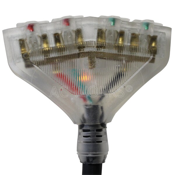 Ac Works 5FT L14-20P 4-Prong 20A Locking Plug to 4 15/20A Household PDU With Power Indicator Lights - L1420F520-05BKL
