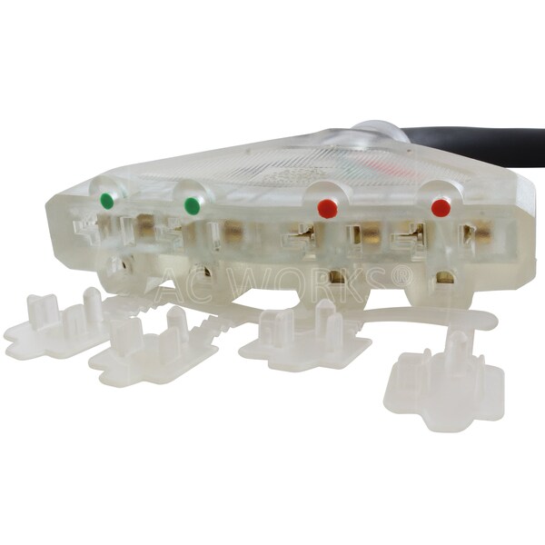 Ac Works 5FT L14-20P 4-Prong 20A Locking Plug to 4 15/20A Household PDU With Power Indicator Lights - L1420F520-05BKL