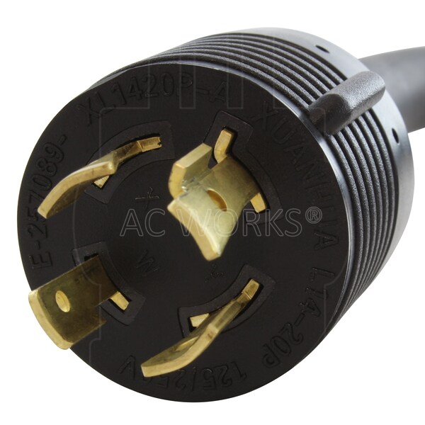 Ac Works 5FT L14-20P 4-Prong 20A Locking Plug to 4 15/20A Household PDU With Power Indicator Lights - L1420F520-05BKL