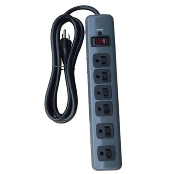 Master Electronics Master Electrician PS-649F-3 Black 6 Outlet Metal Surge Strip - 118887