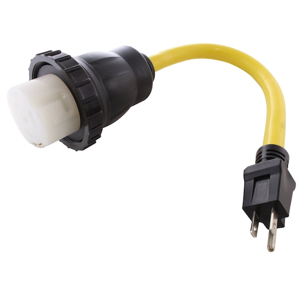Ac Works 1.5FT Household 5-15P Plug to RV/Marine 50A Inlet Adapter - S515M50-018