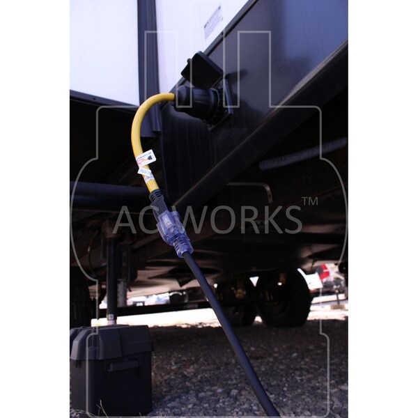 Ac Works 1.5FT Household 5-15P Plug to RV/Marine 50A Inlet Adapter - S515M50-018