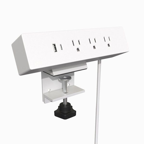 Richelieu Hardware 120 V Clamp-On Power Bar and USB Charging Station, White - 23213030