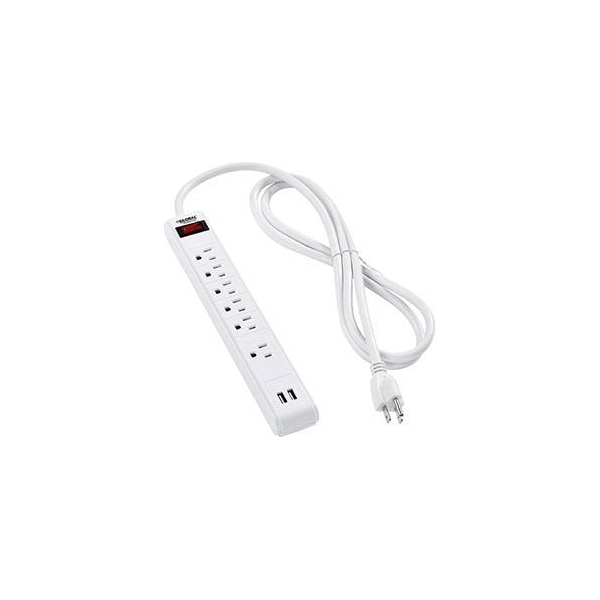 Global Equipment Surge Protected Power Strip W/USB Ports 5+1 Outlets 15A900 Joules6 Cord - LTS-6N