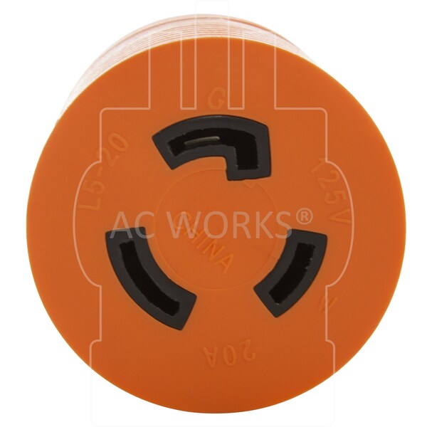 Ac Works L14-20P 20A 125/250V 4-Prong Plug to L5-20R 3-Prong 20A 125V Connector - ADL1420L520