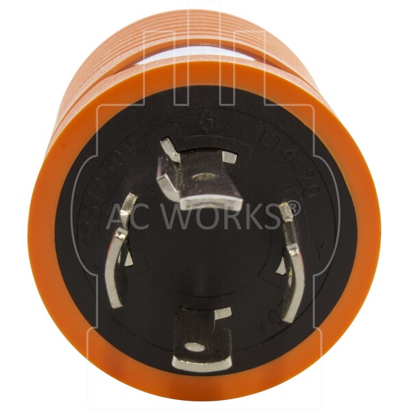 Ac Works L14-20P 20A 125/250V 4-Prong Plug to L5-20R 3-Prong 20A 125V Connector - ADL1420L520