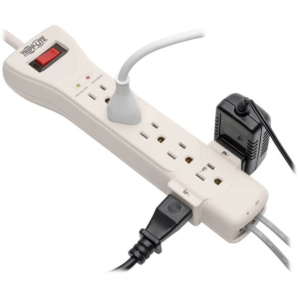 Tripp Lite Surge Protector, 7 Outlet, 2520 Joules, 15' Cord, Gray - TRPSUPER7TEL15