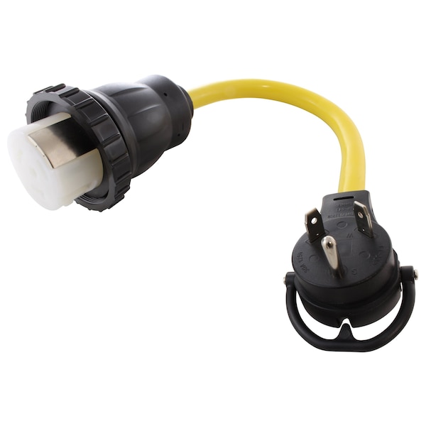 Ac Works 1.5FT RV 30A TT-30P Plug to SS2-50R RV/Marine 50A Detachable Inlet Connection - TTM50-018