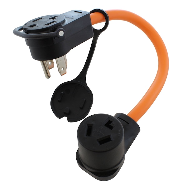 Ac Works 1.5FT 30A 14-30 Piggy-Back Plug with 10-30R Connector Adapter Cord - PB14301030