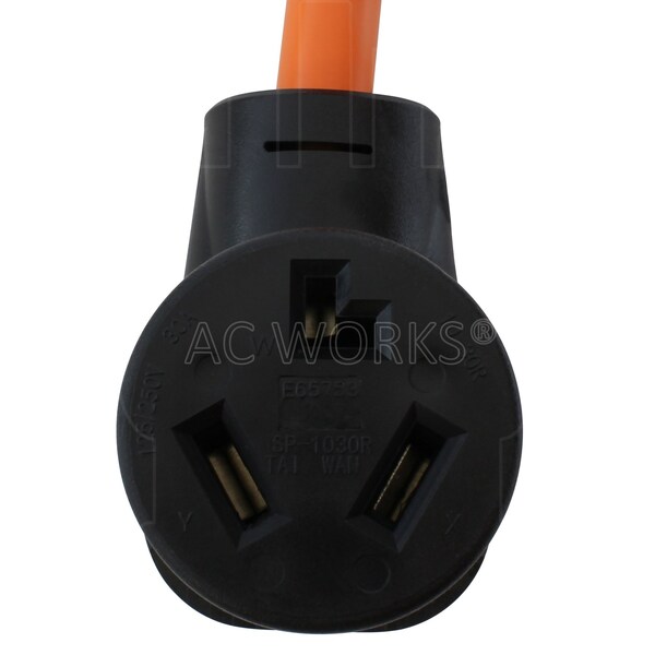 Ac Works 1.5FT 30A 14-30 Piggy-Back Plug with 10-30R Connector Adapter Cord - PB14301030