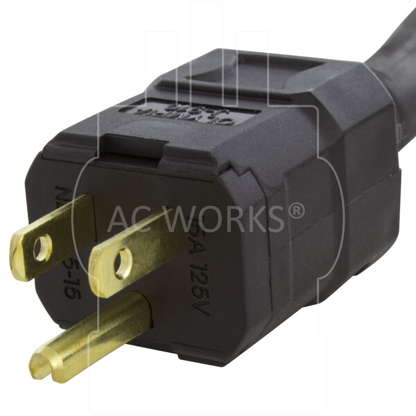 Ac Works 1FT 15A Household Plug NEMA 5-15P to 4-Prong 20A L14-20R 2 Hots Bridged Adapter Cord - S515L1420-012