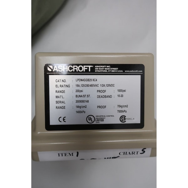 Interruptor de presión Ashcroft 200PSI 125/250/480V-AC - LPDN4GGB25 XC4