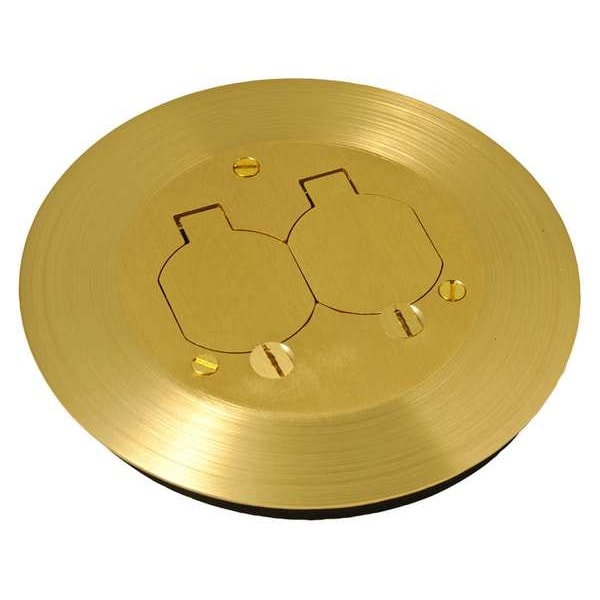 Raco Floor Box Cover, Round, 2 Gangs, 6-1/4 in W, 3/8 in H, Brass - RAC5500KIT