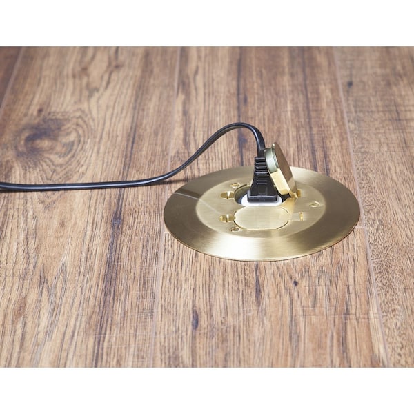 Raco Floor Box Cover, Round, 2 Gangs, 6-1/4 in W, 3/8 in H, Brass - RAC5500KIT