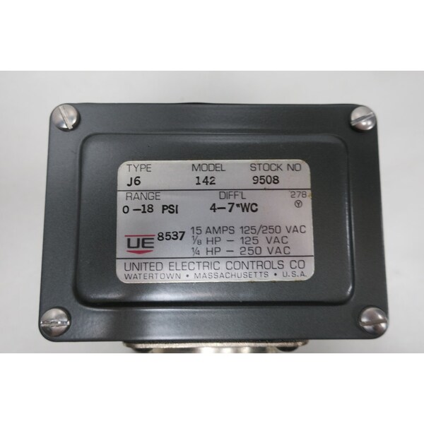Interruptor de presión Ue United Electric 0-18PSI 125/250V-AC - J6 142
