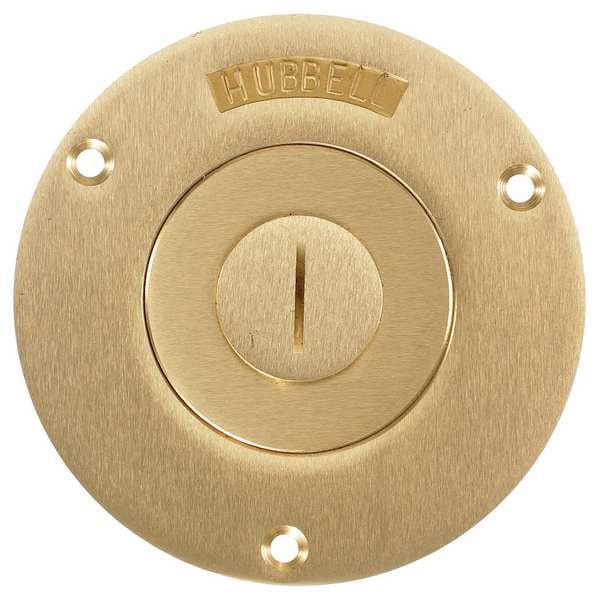 Hubbell Wiring Device-Kellems Electrical Box Cover, 1 Gang, Round, Brass - S2525