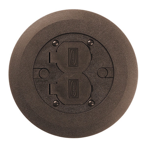 Hubbell Wiring Device-Kellems Round Cover/Flange Assembly, Screw Mount, Non-Metallic, 6.25 in Dia, Molded, Brown - PFBCBRA