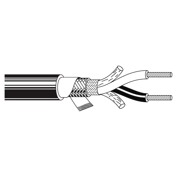 Belden Multi-Conductor Cable, 20 AWG, 2 C, Black, EPDM Rubber, Stranded, 600V AC, Indoor - 8412 0101000