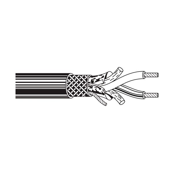 Belden Multi-Conductor Cable, 22 AWG, 2 C, Matte Black, PVC, Stranded, 300V AC, Indoor - 1696A B591000