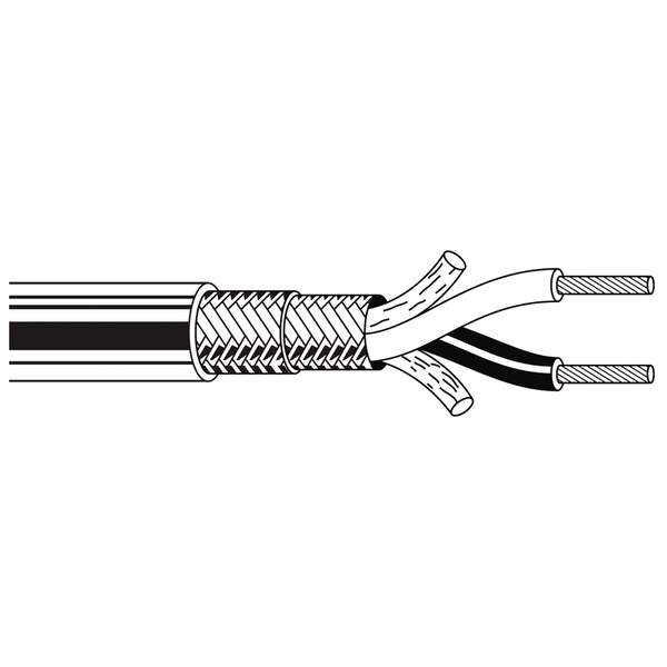 Belden Multi-Conductor Cable, 22 AWG, 2 C, Chrome, PVC, Stranded, 1000V AC, Indoor - 8422 0601000
