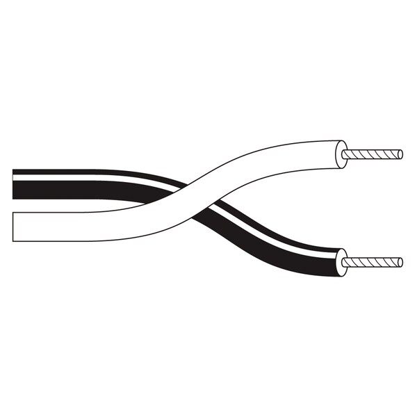 Belden Multi-Conductor Cable, 18 AWG, 2 C, Black, White, No Jacket, Stranded, 300V AC, Indoor - 8460 0631000