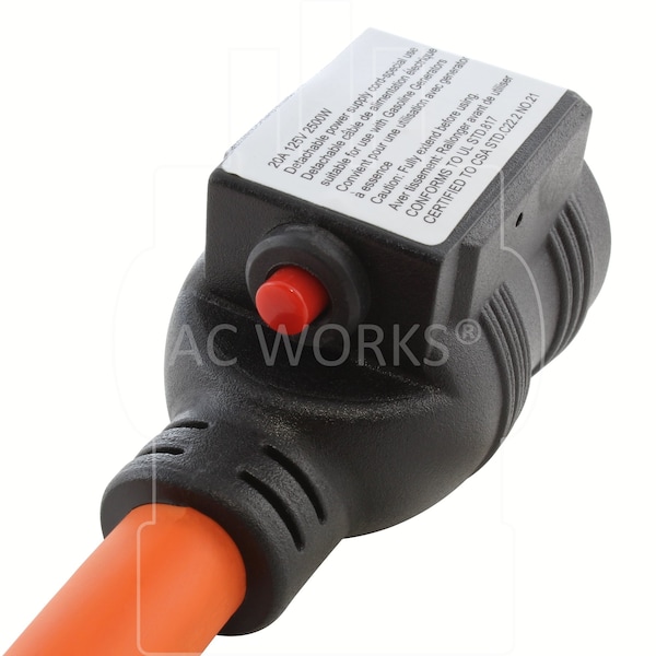 Ac Works 1.5FT 30A 3-Prong 10-30P Dryer Plug to Household Outlet with 20A Breaker - S1030CB520