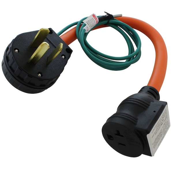 Ac Works 1.5FT 30A 3-Prong 10-30P Dryer Plug to Household Outlet with 20A Breaker - S1030CB520
