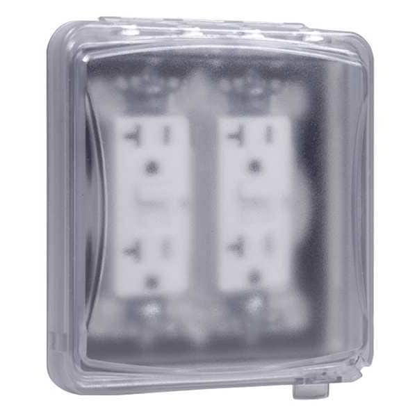 Taymac Weatherproof Cover, Double Gang Box Type, 2 Gangs, Polycarbonate, Blank/Flat Cover - MM1410C