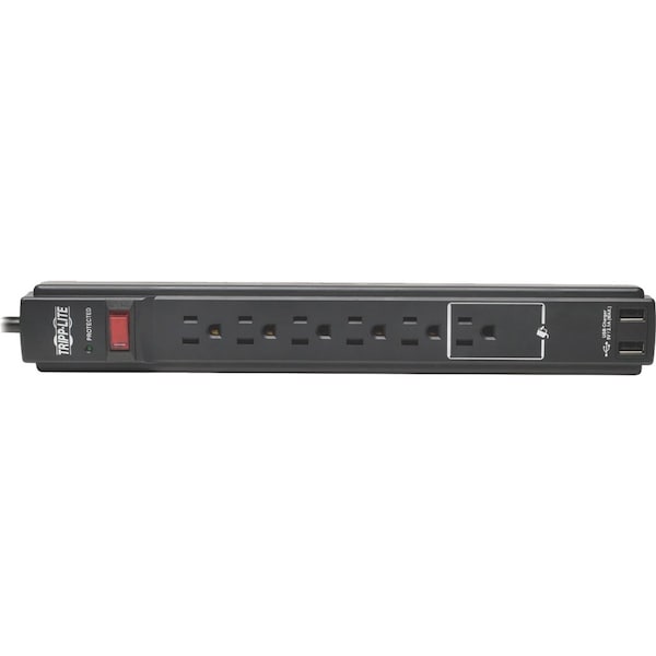 Tripp Lite Surge, 6 Outlet, 6ft cord, 990J, 2xUSB, TAA - TLP606USBBTAA