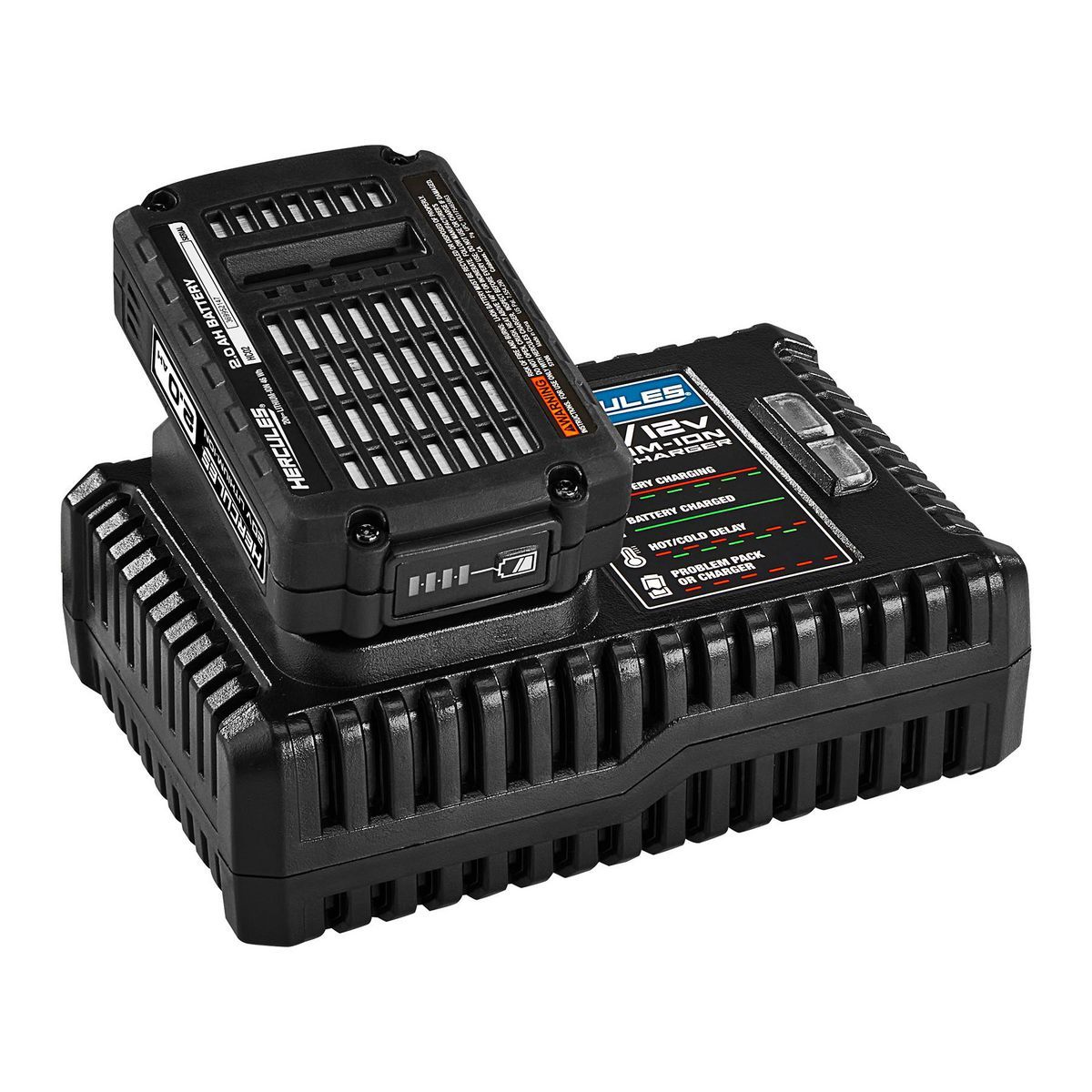 Kit inalámbrico Hercules 20V Brushless de 1/2 pulgadas con taladro/destornillador, mango lateral, batería de 2 Ah y cargador - 70067.