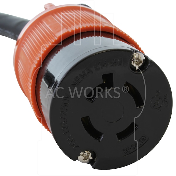 Ac Works 1.5FT L5-30P 3-Prong 30A Plug to L14-20R 20A 125/250V 4-Prong Connector - L530L1420-018