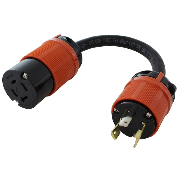Ac Works 1.5FT L5-30P 3-Prong 30A Plug to L14-20R 20A 125/250V 4-Prong Connector - L530L1420-018