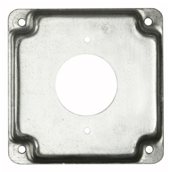 Raco Electrical Box Cover, Square Box Type, 2 Gangs, Square, Galvanized Zinc, Single Receptacle Cover - 812C
