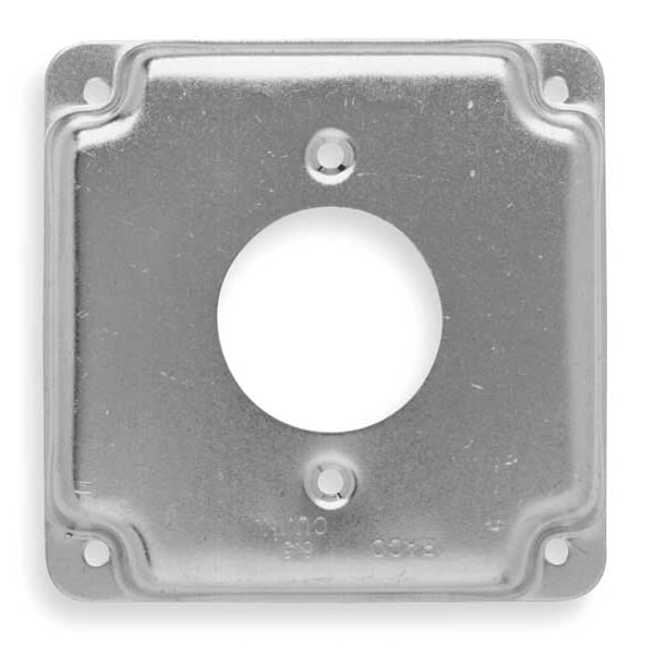 Raco Electrical Box Cover, Square Box Type, 2 Gangs, Square, Galvanized Zinc, Single Receptacle Cover - 812C
